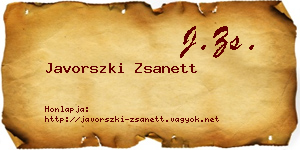 Javorszki Zsanett névjegykártya